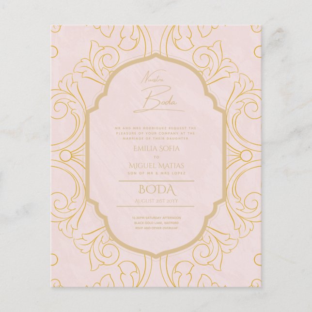Nuestra Boda GOLD Frame Spanish Wedding INVITE (Vorderseite)