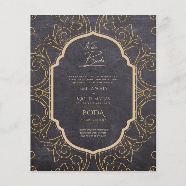 Nuestra Boda GOLD Frame Spanish Wedding INVITE (Vorderseite)