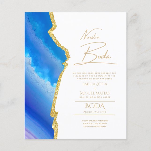 Nuestra Boda Gold Text AGATE Wedding INVITE (Vorderseite)