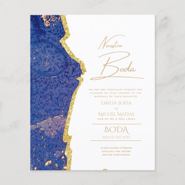 Nuestra Boda Gold Text AGATE Wedding INVITE (Vorderseite)