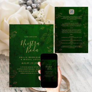 NUESTRA BODA GREEN GOLD UAWG MENU DETAILS QRCode Einladung