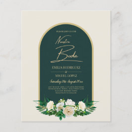 NUESTRA BODA Green Gold White Roses Winter INVITE Flyer