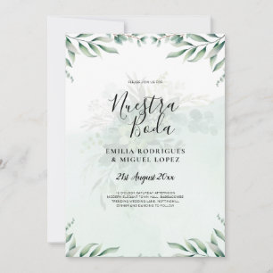 NUESTRA BODA Greenery Spanish WEDDING Einladung