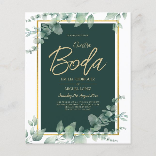 Nuestra Boda Greenery Spanish WEDDING QR CODE Flyer (Vorne)