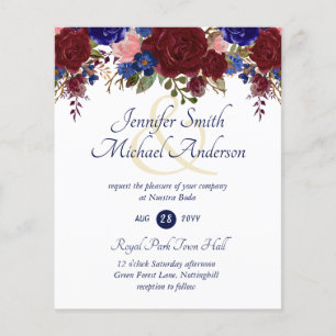 Nuestra Boda Invitacion Burgundy Blue Pink Wedding