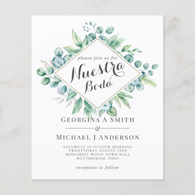 Nuestra Boda Invitacion - Eucalyptus Modern (Vorderseite)