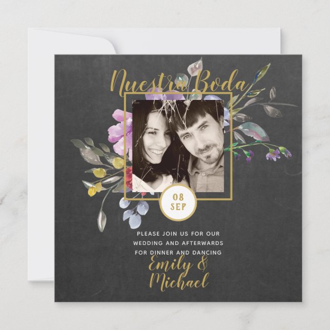 Nuestra Boda Invitacion - FOTO Wedding Lila 2 Einladung (Vorderseite)