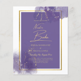 NUESTRA BODA LILA GOLD Wedding Lavender INVITE Flyer