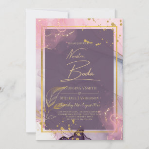 NUESTRA BODA Lila Pink Gold Tinte Wedding INVITE Einladung