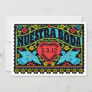 Nuestra Boda Lovebirds Papio Picado Banner Einladung