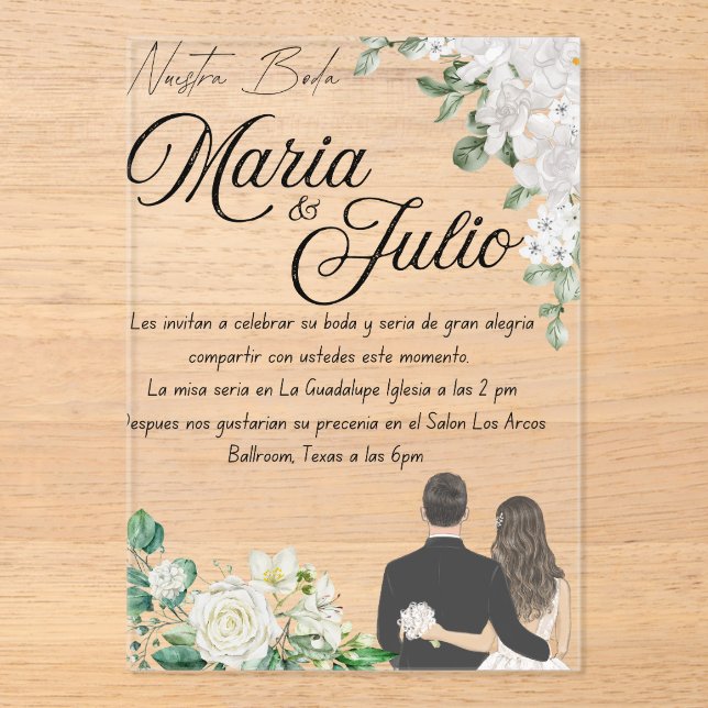 Nuestra Boda/Our Wedding Acryleinladungen (Vorderseite)