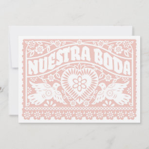 Nuestra Boda Papel Picado Love Birnen in Rose Gold Einladung