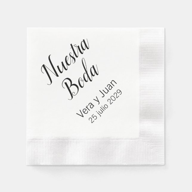 Nuestra Boda Personalisiert Wedding Napkins Serviette (Vorderseite)