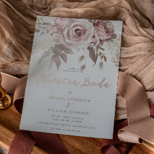 Nuestra Boda Rose Gold Folieneinladung
