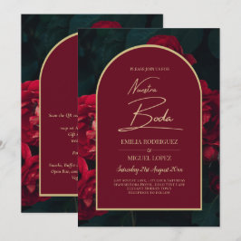 NUESTRA BODA Rote Rosen Forest Green Winter INVITE Einladung