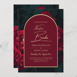 NUESTRA BODA Rote Rosen Forest Green Winter INVITE Einladung