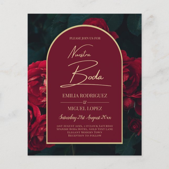 NUESTRA BODA Rote Rosen Forest Green Winter INVITE Flyer (Vorne)
