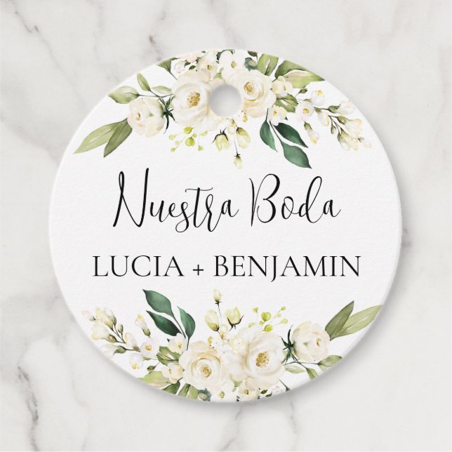 Nuestra boda Round Geschenkanhänger (Vorderseite)