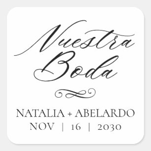 Nuestra Boda Square Wedding Stickers Spanisch