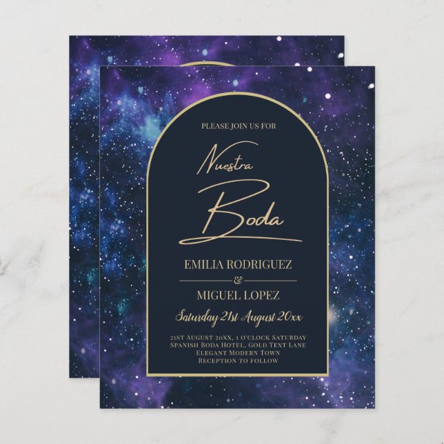 NUESTRA BODA Starry Night Lila Blue INVITE (Vorne/Hinten)