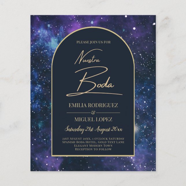 NUESTRA BODA Starry Night Lila Blue INVITE Flyer (Vorne)