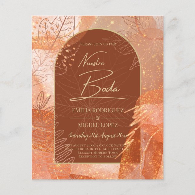 NUESTRA BODA Terracotta Hochzeit im Herbst laden Flyer (Vorne)