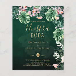 NUESTRA BODA Tropical Green Pink Floral Einladung Flyer