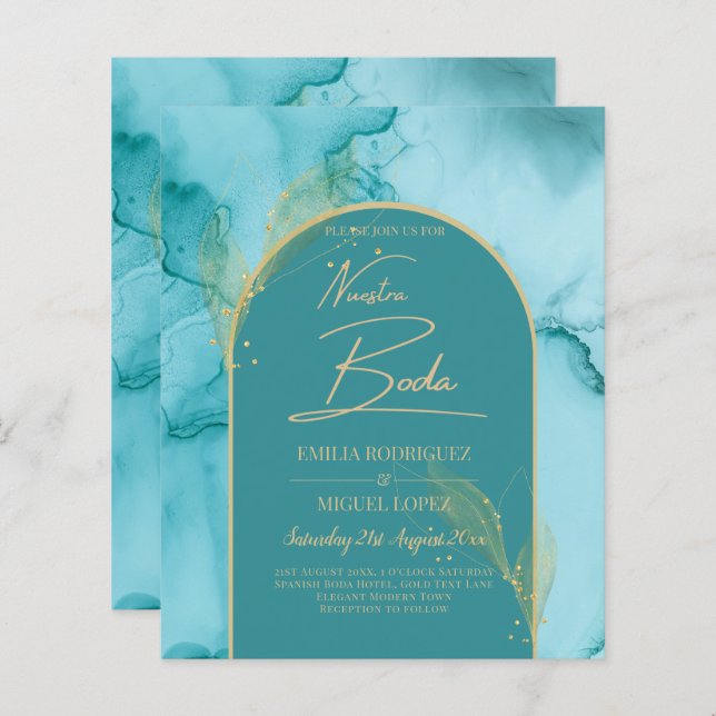 NUESTRA BODA Turquoise Aquamarin Gold Wedding INVI (Vorne/Hinten)