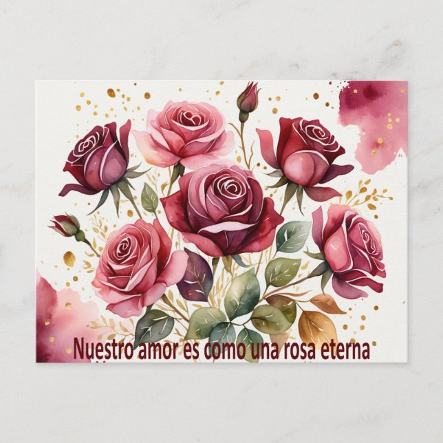 Nuestro amor es como una rosa eterna feiertagspostkarte (Vorderseite)