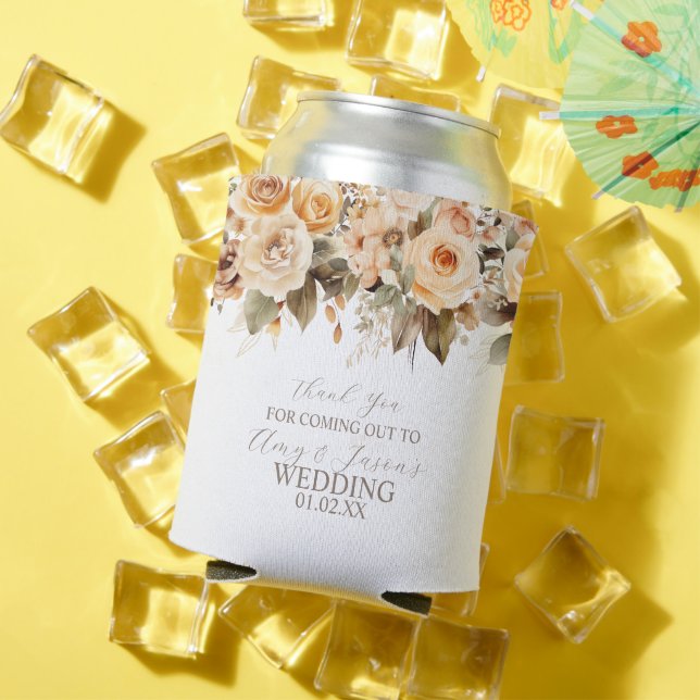 Nuetral Beige Botanische Hochzeit braun Dosenkühler (In Situ Sommer)