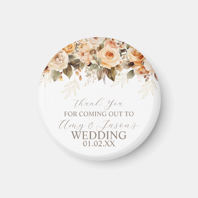 Nuetral Beige Botanische Hochzeit braun Magnet (Vorne)