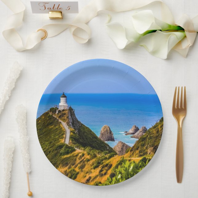 Nugget Point Leuchtturm, Neuseeland Pappteller (Hochzeit)