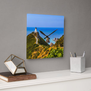 Nugget Point Leuchtturm, Neuseeland Quadratische Wanduhr