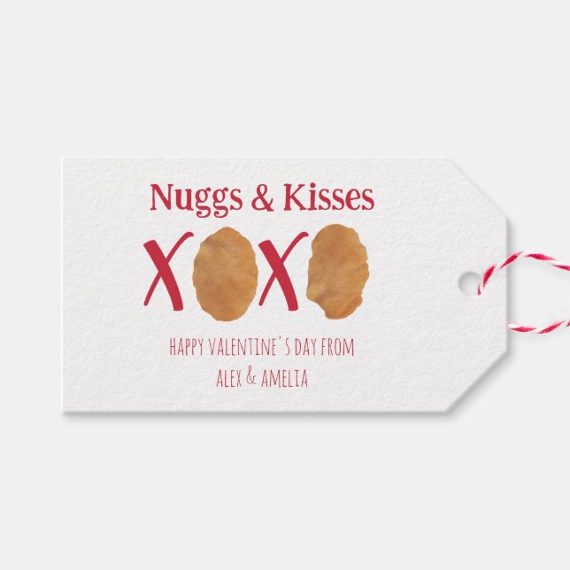 Nuggs & Kisses Chicken Nugget Punny Valentine Geschenkanhänger (Vorderseite (Horizontal))