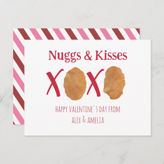 Nuggs Kisses Chicken Nuggets Pun Valentine Strip Postkarte (Vorne/Hinten)
