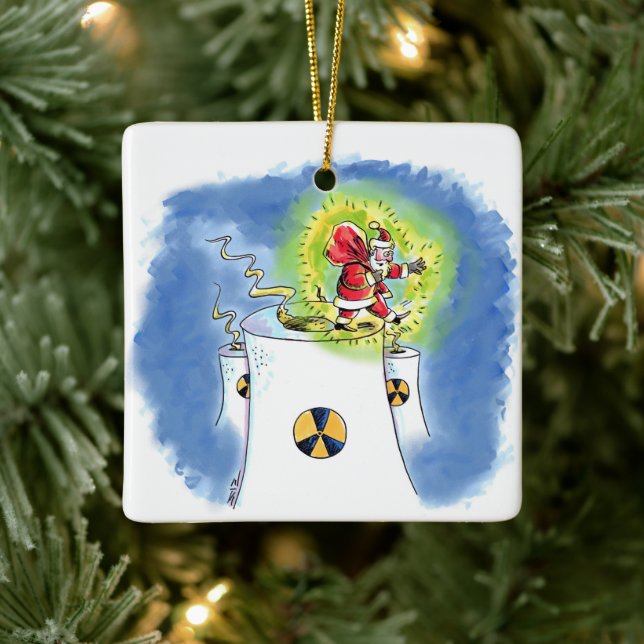 Nuked Santa Claus square ceramic ornament (Baum)