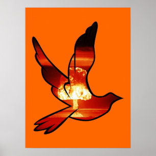 Nuklear Dove Mushroom Cloud Print Poster-Zeichen Poster