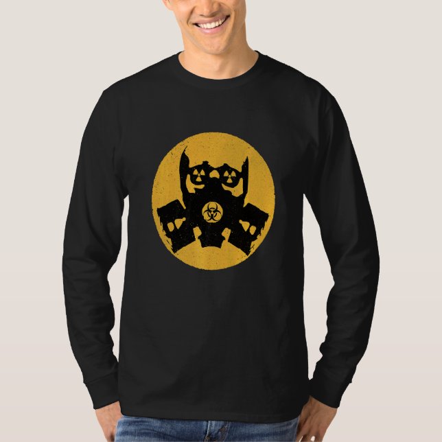 Nukleare Biogefährdung Fallout Gasmaske Vintag Gru T-Shirt (Vorderseite)