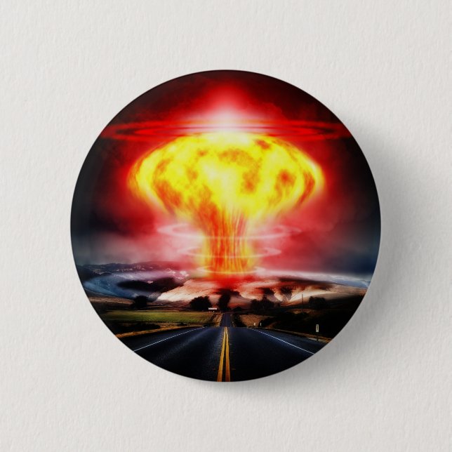 Nukleare Explosionspilzwolkenillustration Button (Vorderseite)