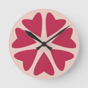 Nukleare Herzen - magenta rot - Bild. Runde Wanduhr
