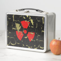 Nukleare Lunchbox aus Metall in der Gefahrenzone