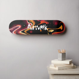 Null Gravity-Malerei Abstrakt in Orange und Black Skateboard