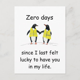 Null Tage seit ich das Glücksl Penguin-Kunstwerk f Postkarte