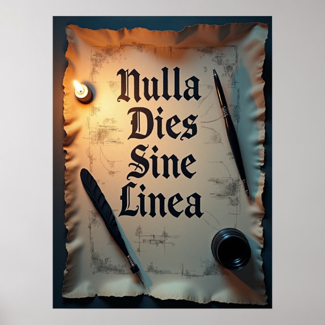 Nulla Dies Sine Linea Dark Academia Poster (Vorne)
