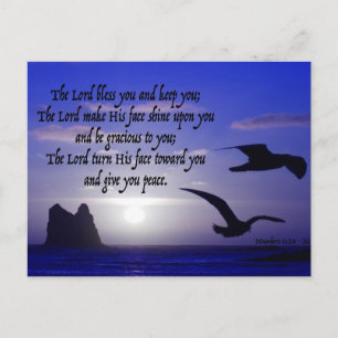 Num 6:24-26 auf Doppel-Vogel-Blues Postkarte