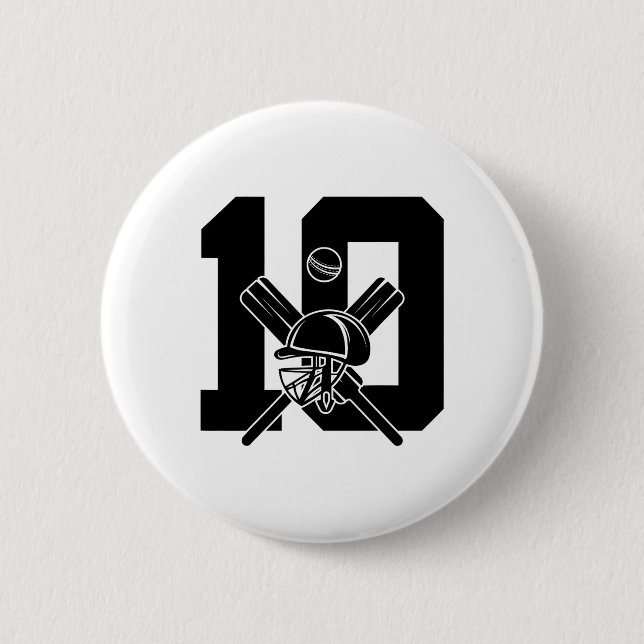 Number 10 Years Cricket 10. Geburtstag  Button (Vorderseite)