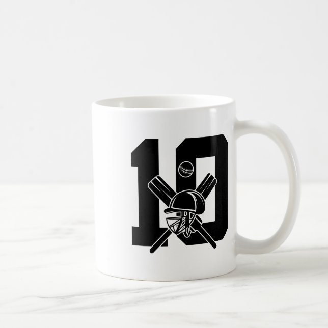 Number 10 Years Cricket 10. Geburtstag  Kaffeetasse (Rechts)