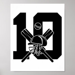 Number 10 Years Cricket 10. Geburtstag Poster