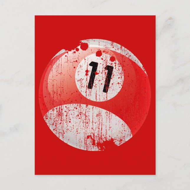 NUMBER 11 BILLIARDS BALL - ERODED STIL POSTKARTE (Vorderseite)