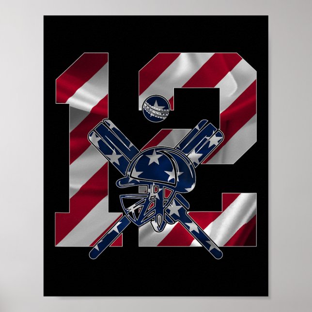 Number 12 Years Cricket 12th Birthday  Poster (Vorne)